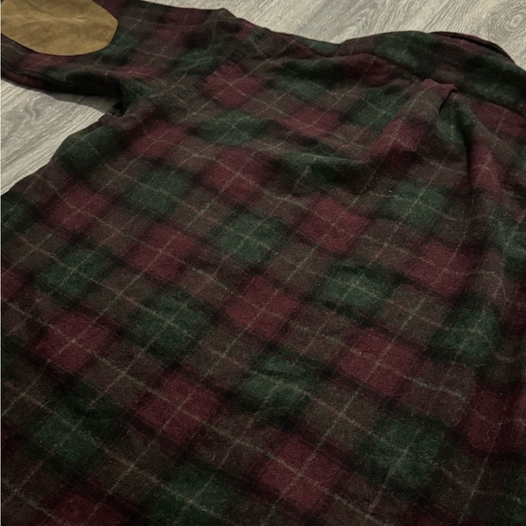 Vintage Polo Ralph Lauren Mens Button Up Plaid Leather Elbow Patches 100% Wool - Picture 6 of 6